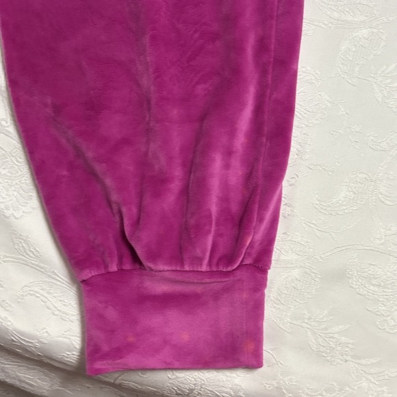 Victoria's Secret Velour Tracksuit Set Jacket (L) Pants (M) Bright Pink Y2K Read - Picture 9 of 10